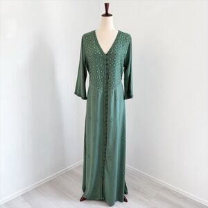 Vintage Soft Surroundings Dress Womens Medium Green Peasant Tie Back Renaissance